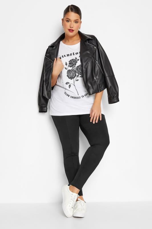 Evans LTS Tall Black Ponte Seam Detail Stretch Leggings