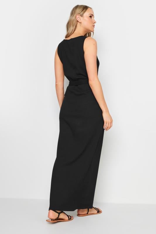 Evans LTS Tall Black Ribbed Button Through Maxi Dress