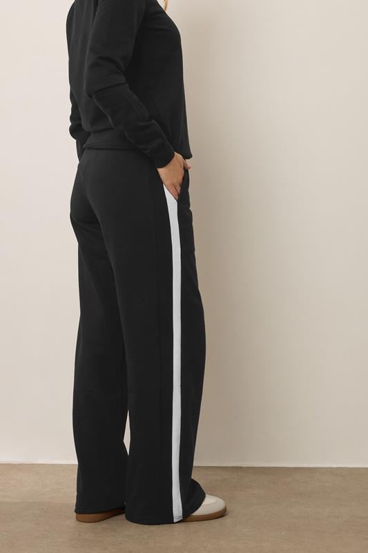 Evans LTS Tall Black Ribbed Striped Wide Leg Joggers
