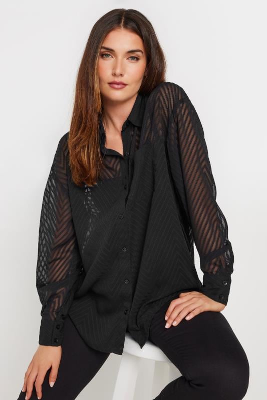 Evans LTS Tall Black Shadow Stripe Long Sleeve Shirt