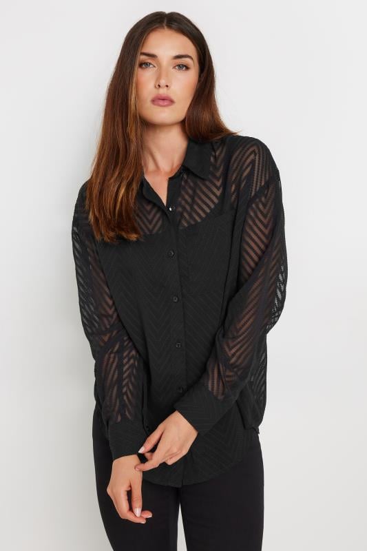 evans LTS Tall Black Shadow Stripe Long Sleeve Shirt