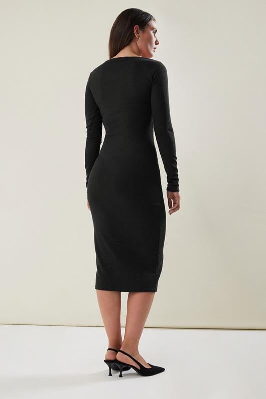 Evans LTS Tall Black Square Neck Bodycon Midi Dress