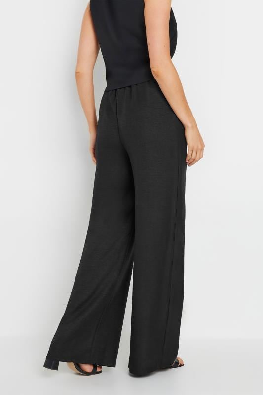 Evans LTS Tall Black Textured Drawstring Wide Leg Trousers