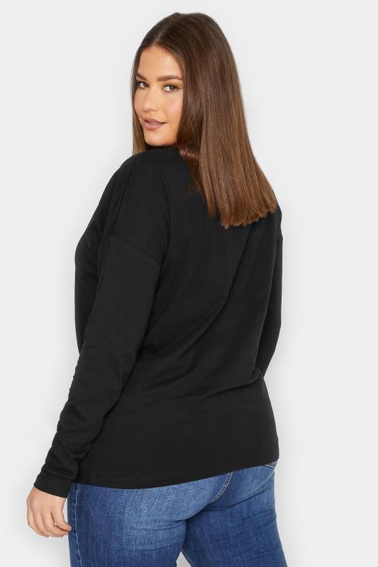 Evans LTS Tall Black V-Neck Long Sleeve Cotton T-Shirt