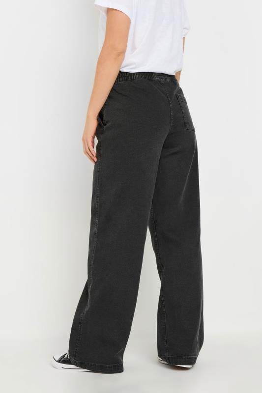 Evans LTS Tall Black Washed Denim Pull-On Wide Leg Jeans