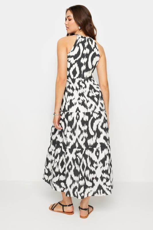 Evans LTS Tall Black & White Cotton Abstract Print Halterneck Dress