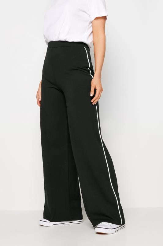 Evans LTS Tall Black & White Side Pipe Detail Wide Leg Trousers