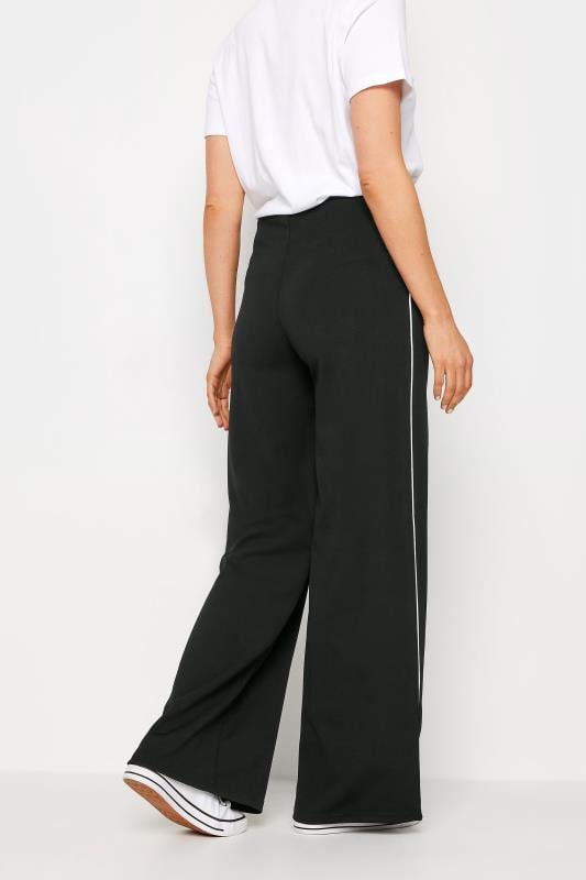 Evans LTS Tall Black & White Side Pipe Detail Wide Leg Trousers