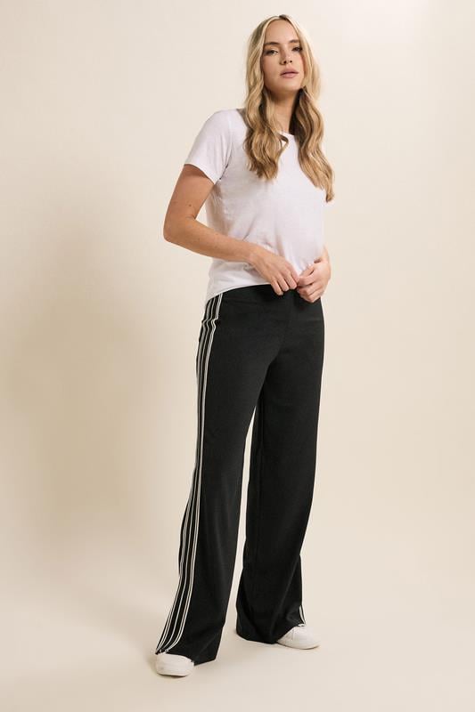 evans LTS Tall Black & White Side Stripe Wide Leg Trousers