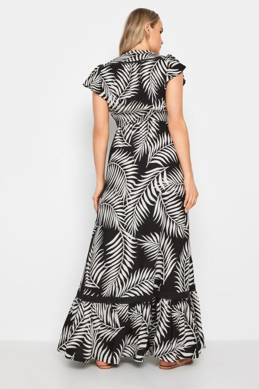 Evans LTS Tall Black & White Tropical Print Front Split Maxi Dress