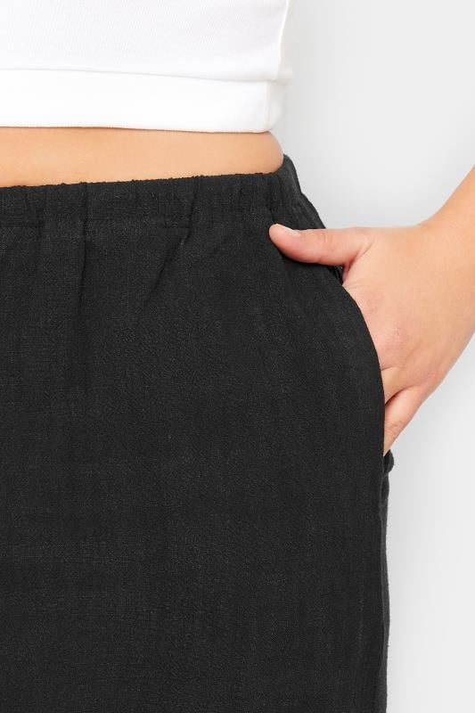 Evans LTS Tall Black Wide Leg Cropped Linen Trousers