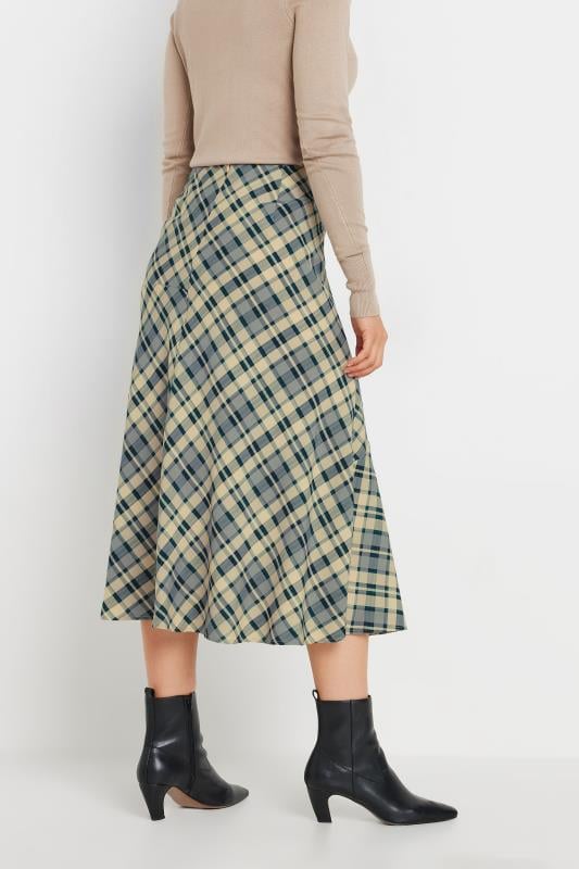 Evans LTS Tall Blue Check Print Tiered Midaxi Skirt