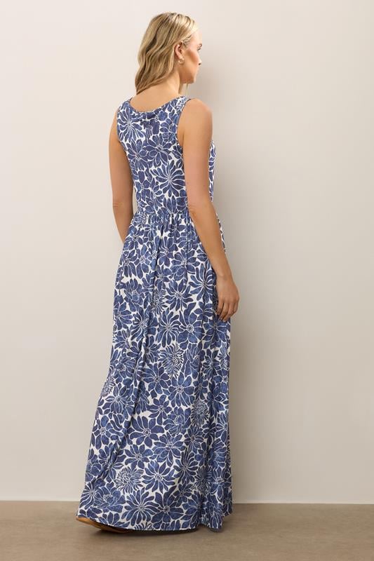 Evans LTS Tall Blue Floral Print Sleeveless Maxi Dress