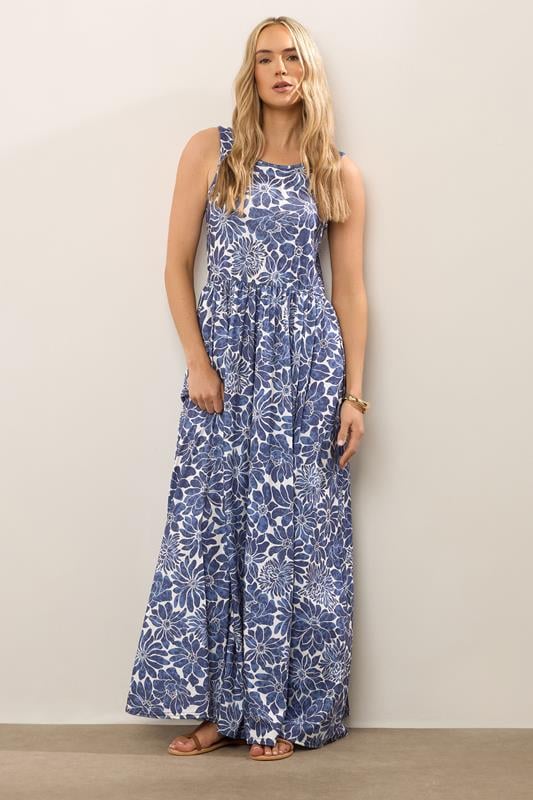 evans LTS Tall Blue Floral Print Sleeveless Maxi Dress