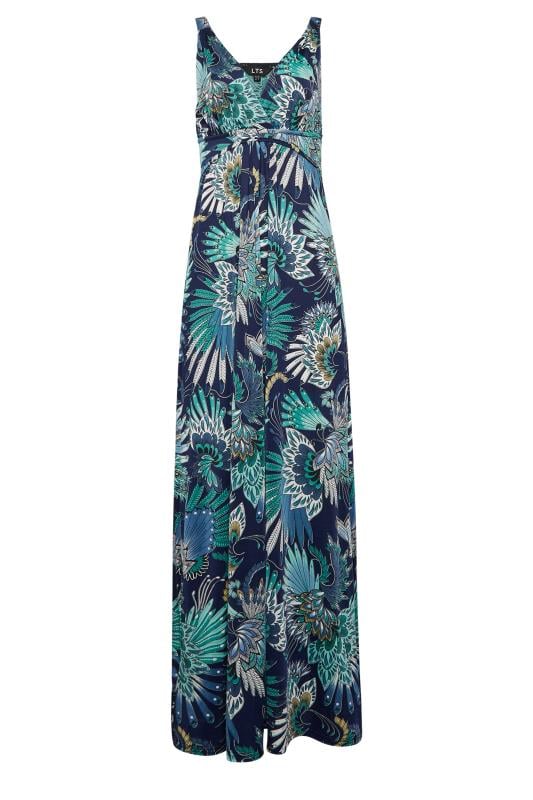 Evans LTS Tall Blue Floral Print V-Neck Sleeveless Maxi Dress