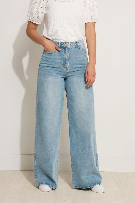 Evans LTS Tall Blue Light Wash Wide Leg Palazzo Jeans