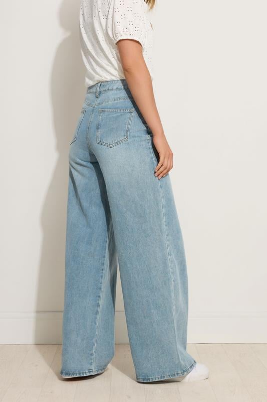 Evans LTS Tall Blue Light Wash Wide Leg Palazzo Jeans