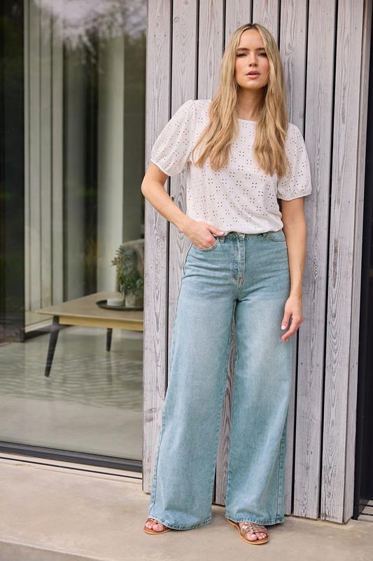 evans LTS Tall Blue Light Wash Wide Leg Palazzo Jeans