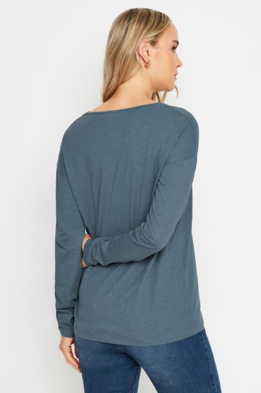 Evans LTS Tall Blue V-Neck Long Sleeve Cotton T-Shirt