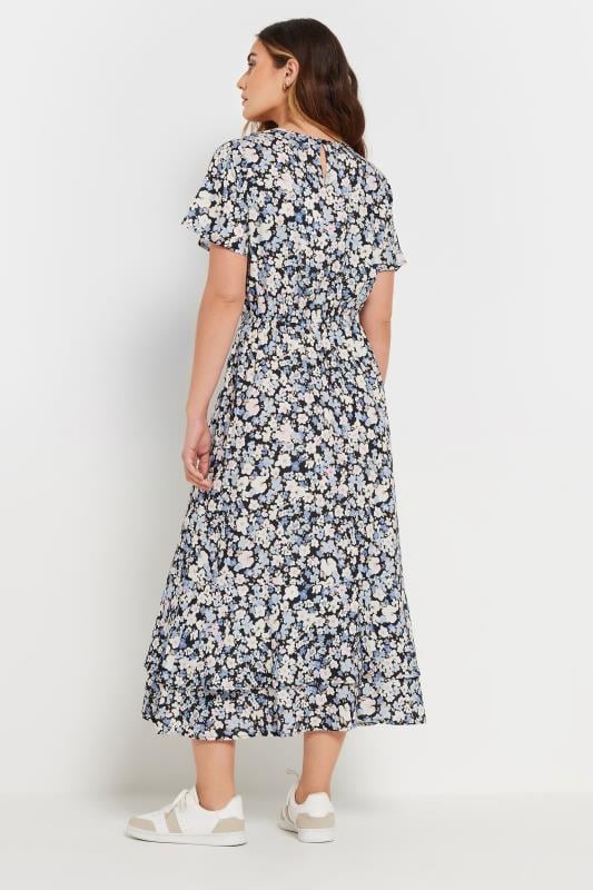 Evans LTS Tall Blue Woven Floral Tie Waist Midaxi Dress