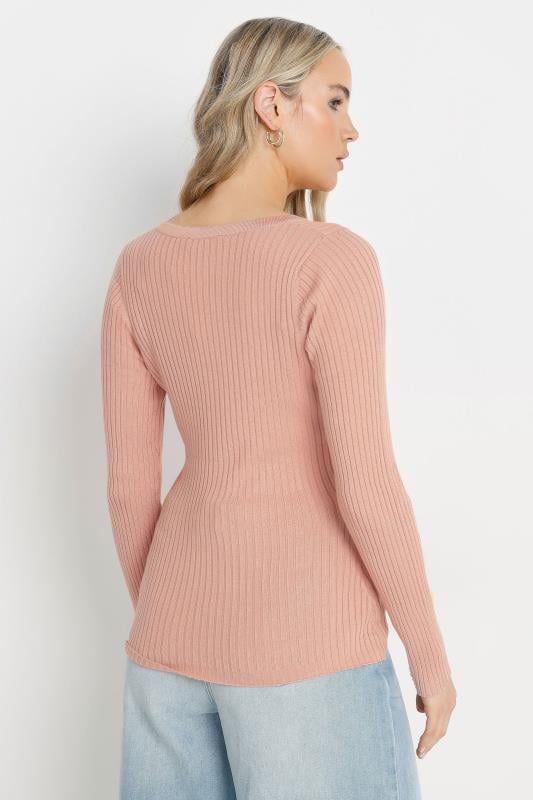 Evans LTS Tall Blush Pink Ribbed Scalloped Hemline Cardigan