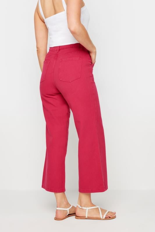 Evans LTS Tall Bright Pink Cotton Twill Wide Leg Cropped Trousers
