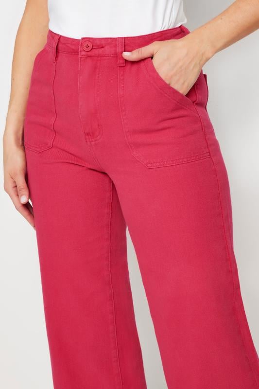 Evans LTS Tall Bright Pink Cotton Twill Wide Leg Cropped Trousers