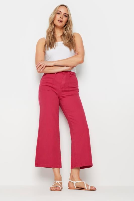 evans LTS Tall Bright Pink Cotton Twill Wide Leg Cropped Trousers