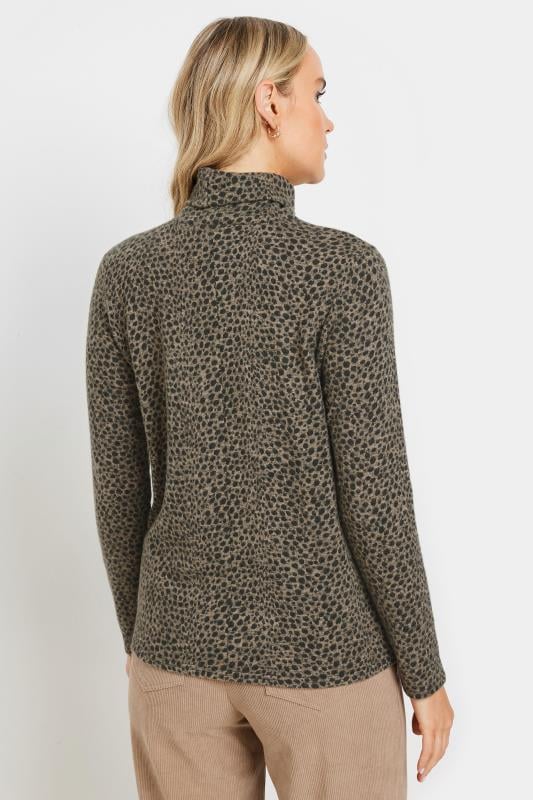 Evans LTS Tall Brown Animal Print Soft Touch Roll Neck Jumper