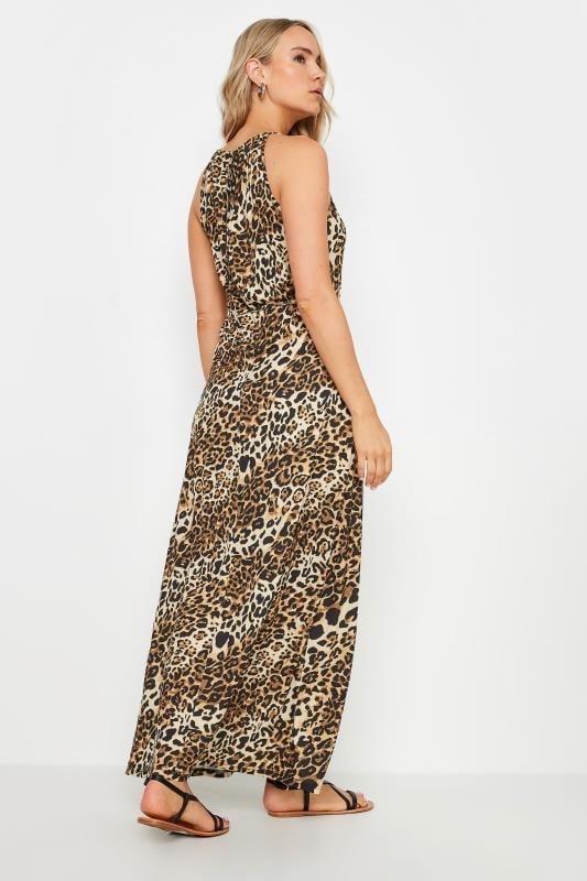 Evans LTS Tall Brown Leopard Print Halter Neck Maxi Dress