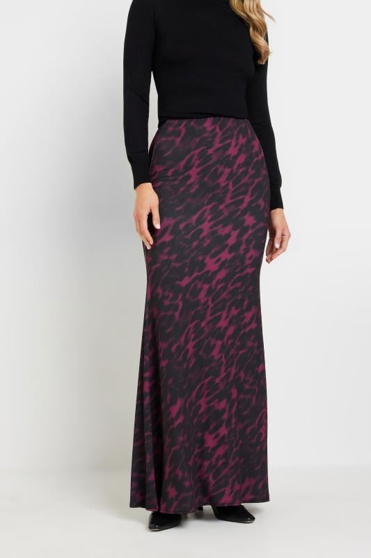 Evans LTS Tall Burgundy Red Animal Print Maxi Skirt
