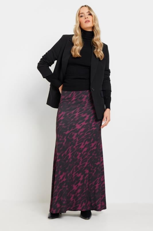 evans LTS Tall Burgundy Red Animal Print Maxi Skirt