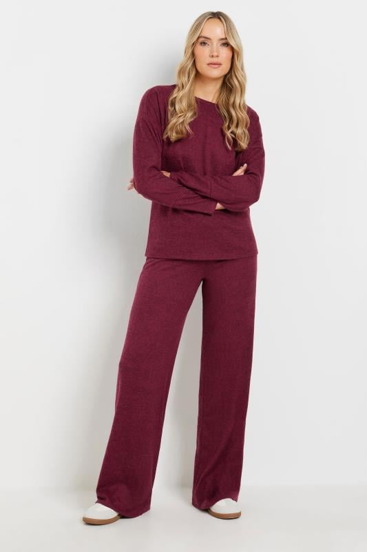 evans LTS Tall Burgundy Red Drawstring Wide Leg Trousers