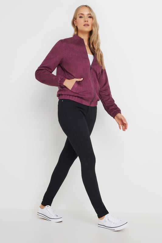 Evans LTS Tall Burgundy Red Faux Suede Bomber Jacket