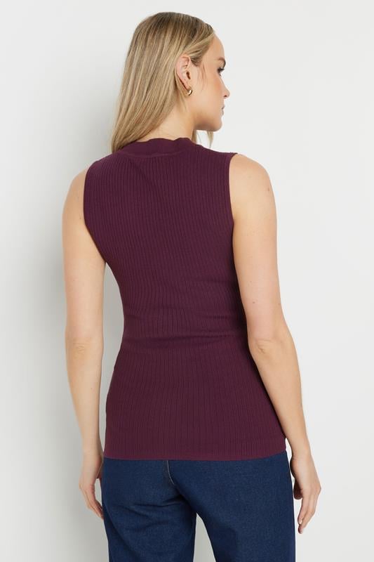 Evans LTS Tall Burgundy Red Knitted Ribbed Vest Top