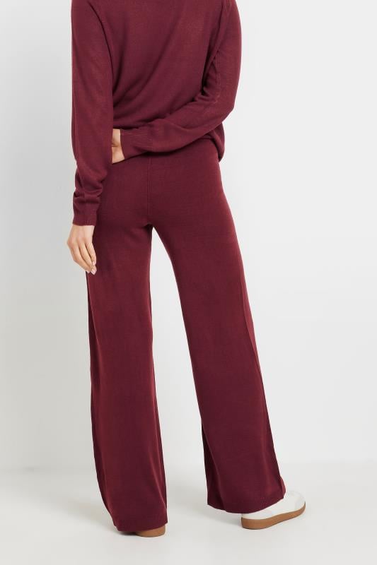 Evans LTS Tall Burgundy Red Knitted Wide Leg Trousers