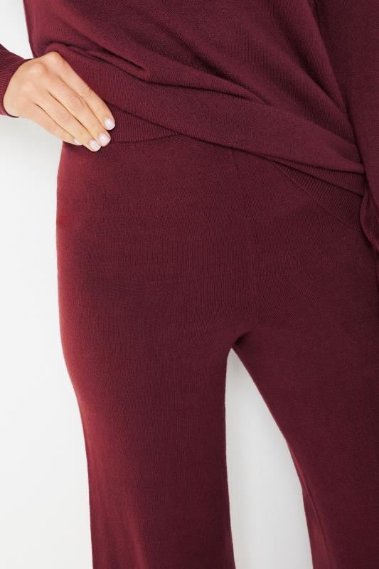 Evans LTS Tall Burgundy Red Knitted Wide Leg Trousers