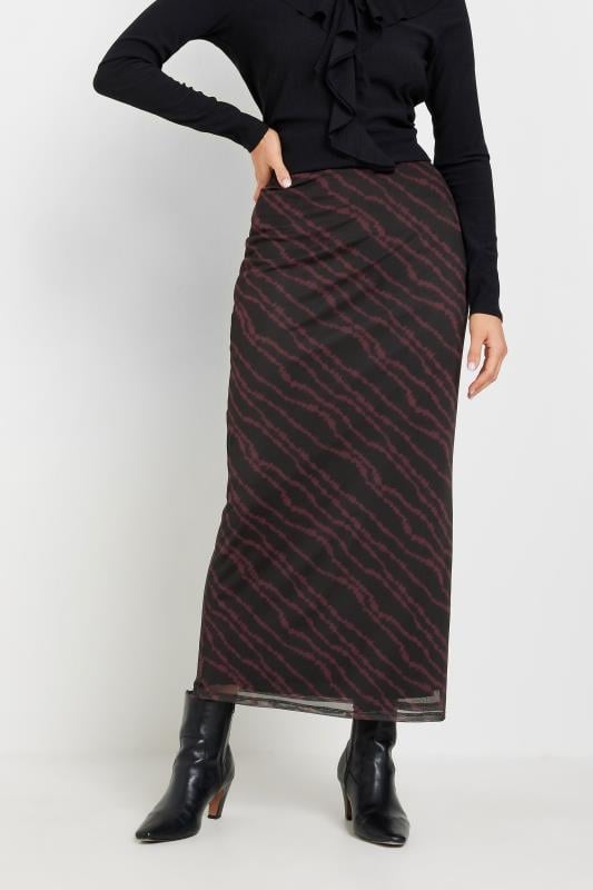 Evans LTS Tall Burgundy Red Mesh Abstract Maxi Skirt