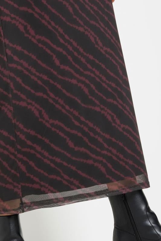 Evans LTS Tall Burgundy Red Mesh Abstract Maxi Skirt