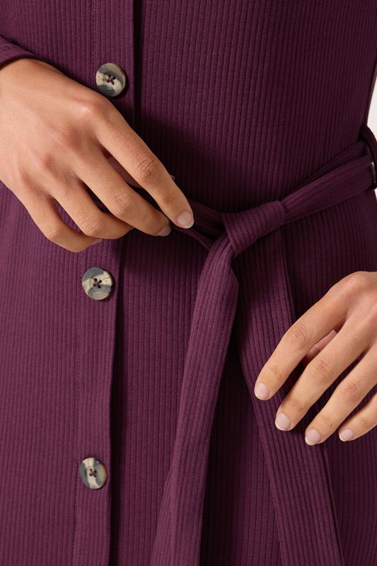 Evans LTS Tall Burgundy Red Ribbed Button Maxi Dress