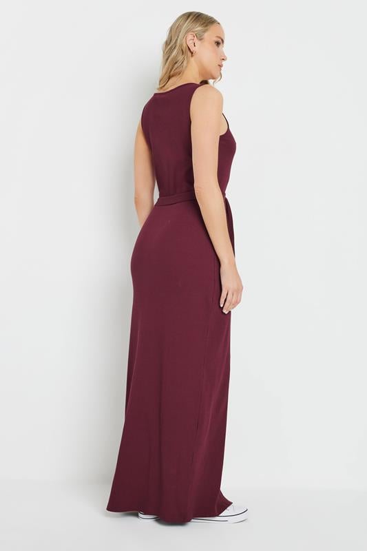 Evans LTS Tall Burgundy Red Ribbed Button Through Maxi Dress