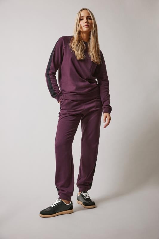 Evans LTS Tall Burgundy Red Side Stripe Cuffed Joggers