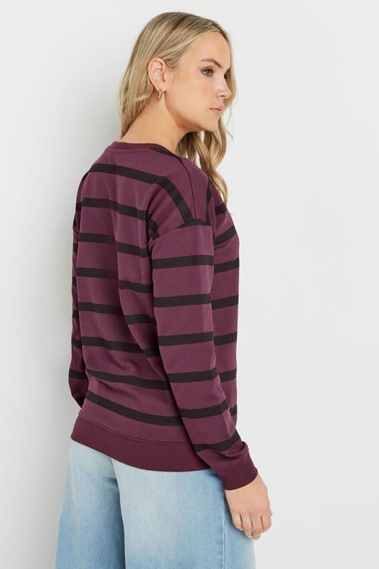 Evans LTS Tall Burgundy Red Stripe Print Crew Neck Sweatshirt