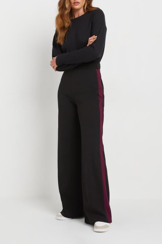 Evans LTS Tall Burgundy Red Stripe Wide Leg Trousers