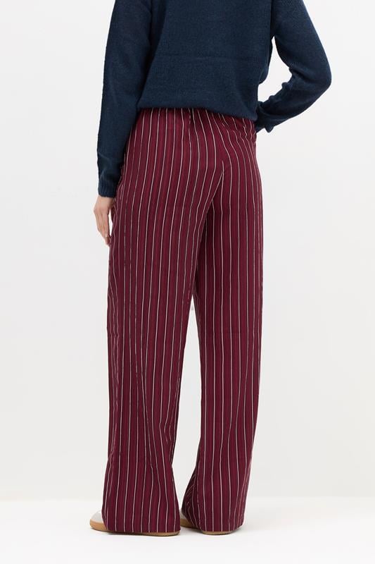 Evans LTS Tall Burgundy Red Striped Wide Leg Trousers