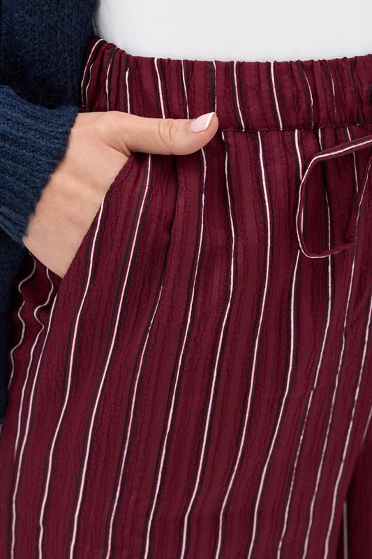 Evans LTS Tall Burgundy Red Striped Wide Leg Trousers