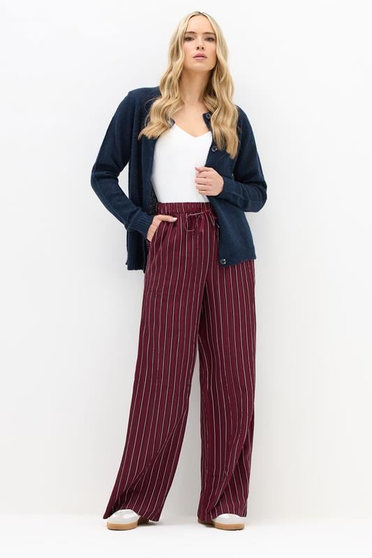 evans LTS Tall Burgundy Red Striped Wide Leg Trousers