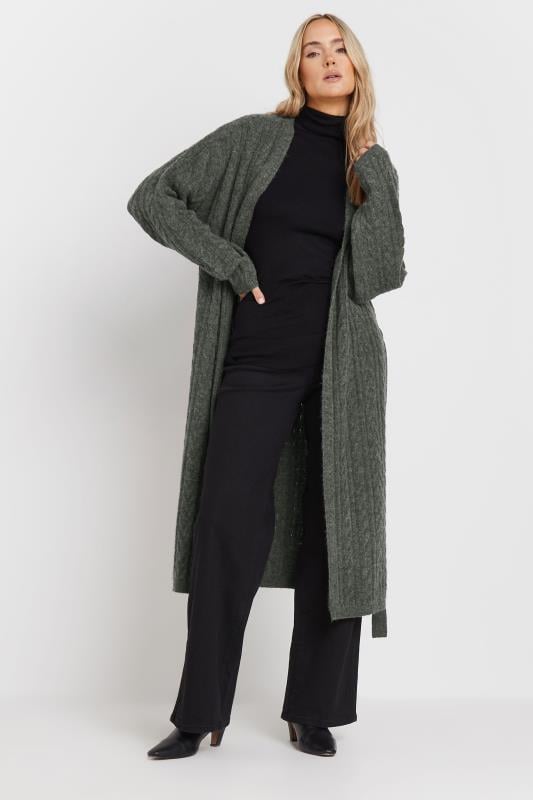 Evans LTS Tall Charcoal Grey Cable Knit Midi Cardigan