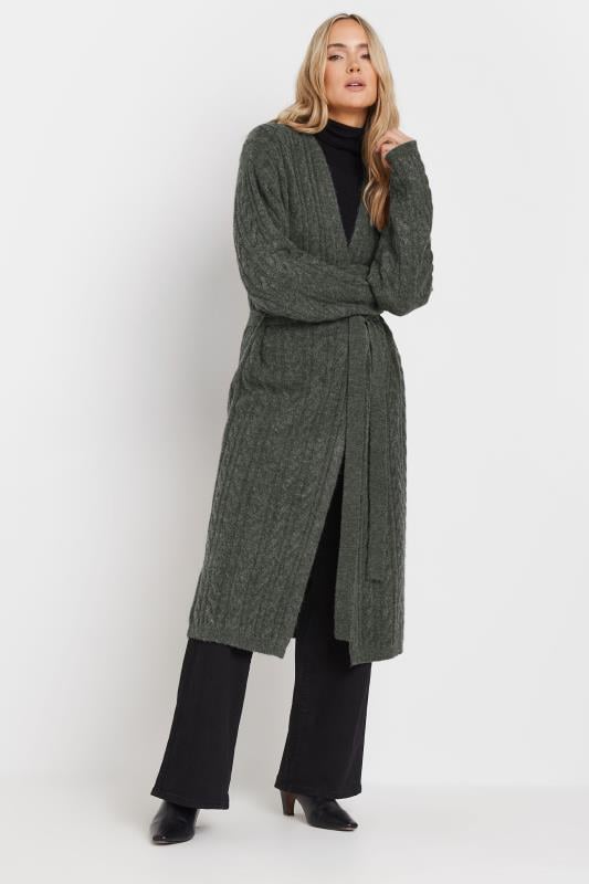Evans LTS Tall Charcoal Grey Cable Knit Midi Cardigan