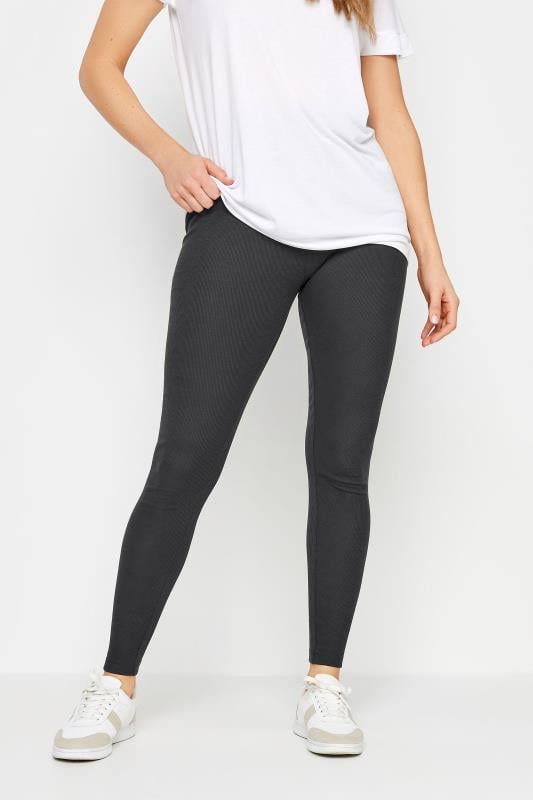 Evans LTS Tall Charcoal Grey High Waisted Ribbed Leggings